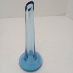 SVA School of Visual Arts Blue Blown Glass 10" Bud Vase Signed